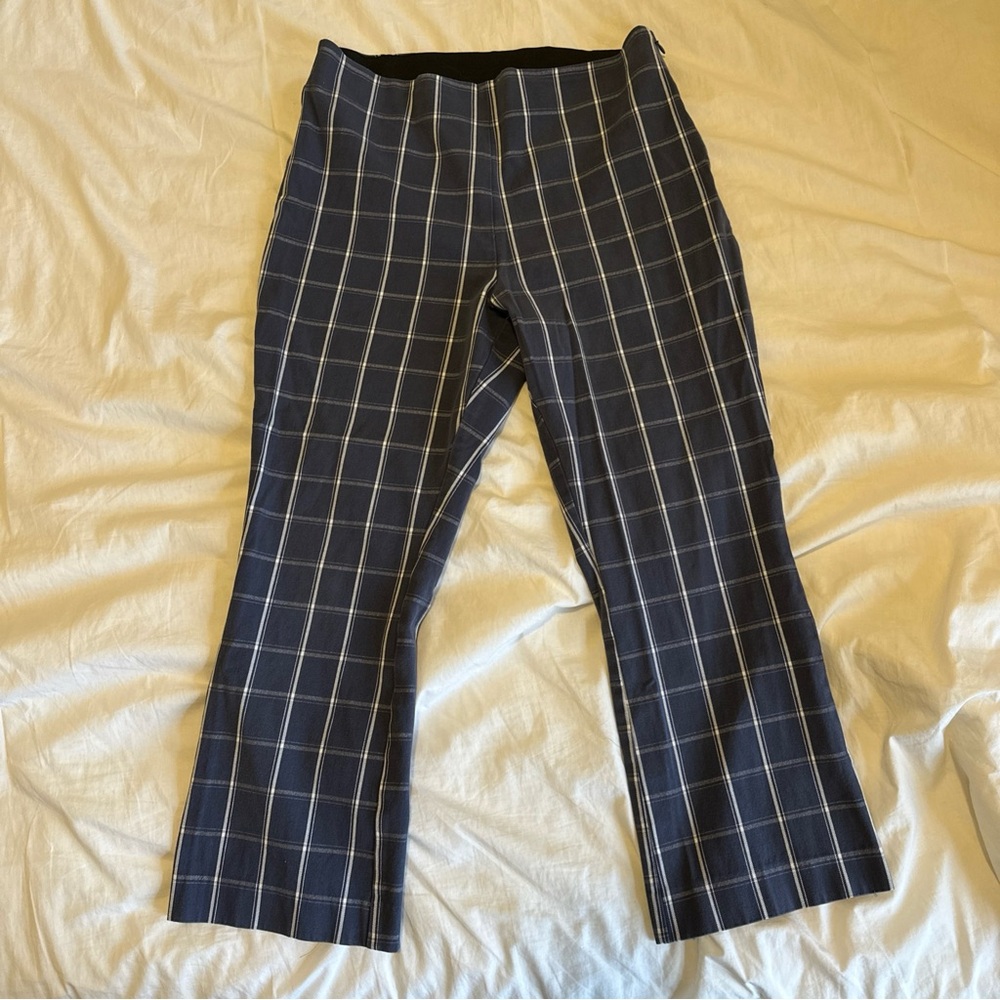 A New Day Women's Size 12 High Rise Kick Flare Dress Pants Blue Plaid